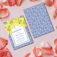 Blue Portuguese Azulejo Yellow Lily Birthday