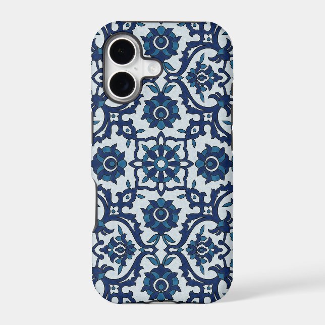 Blue Portuguese Azulejos Floral Tile Pattern (Back)