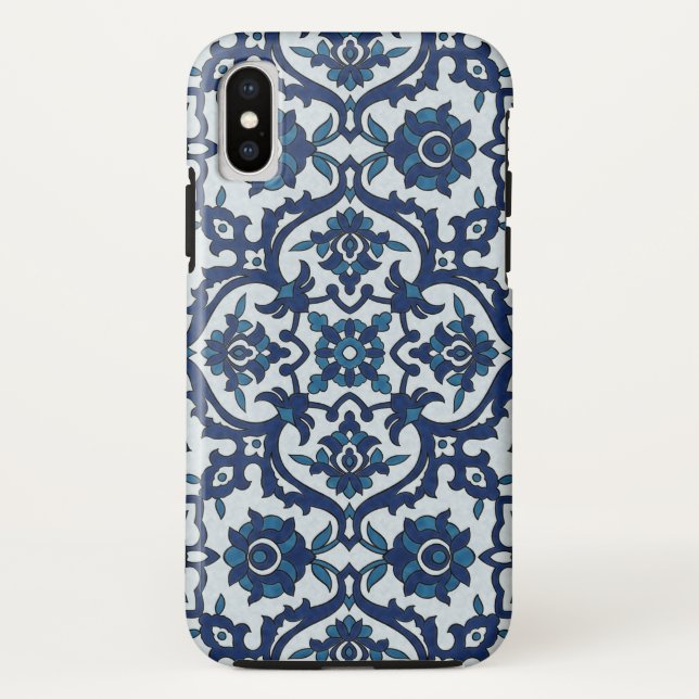 Blue Portuguese Azulejos Floral Tile Pattern Case-Mate iPhone Case (Back)