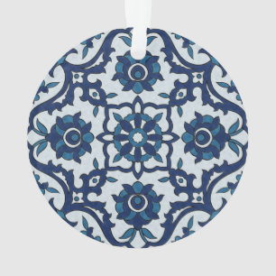 Blue Portuguese Azulejos Floral Tile Pattern Ornament