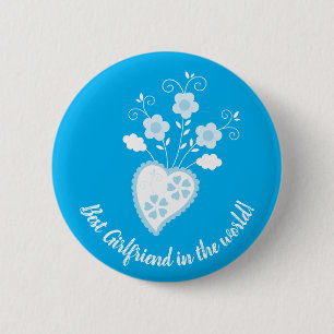 Blue Portuguese romantic heart 2 Inch Round Button