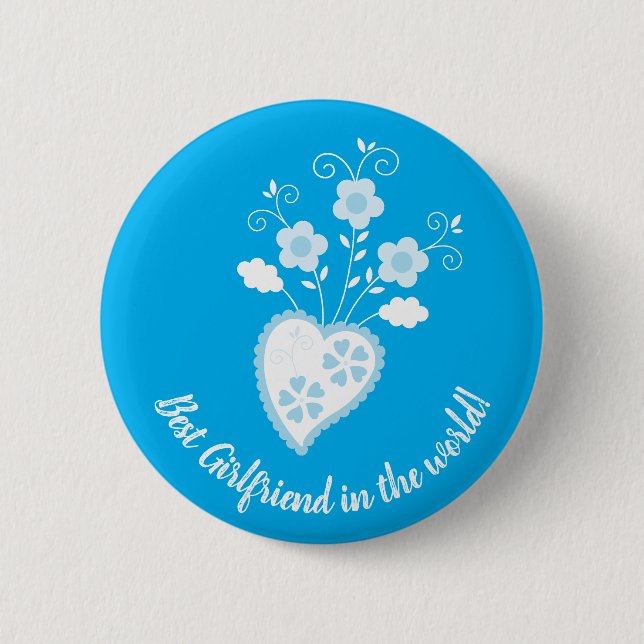 Blue Portuguese romantic heart 2 Inch Round Button (Front)