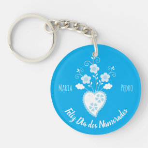 Blue Portuguese romantic heart Keychain