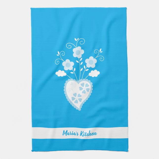 Blue Portuguese romantic heart Kitchen Towel (Vertical)