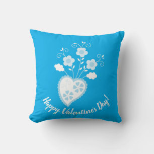 Blue Portuguese romantic heart Throw Pillow