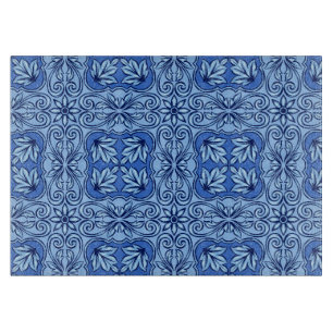 Blue Portuguese Tile Glass Cutting Board