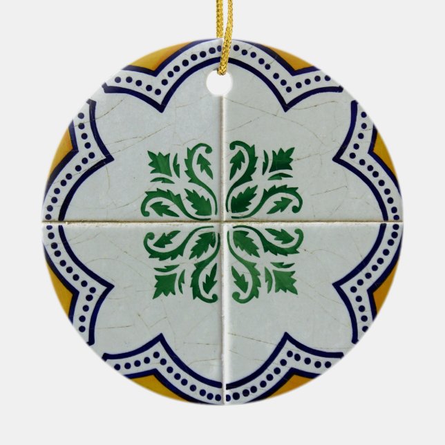 Blue, Portuguese Tiles Ceramic Ornament (Front)