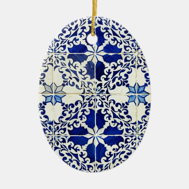 Blue, Portuguese Tiles Ceramic Ornament (Front)