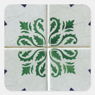 Blue, Portuguese Tiles Square Sticker