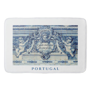 Blue Portuguese Tiles with Angels Bath Mat