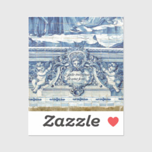 Blue Portuguese tiles with two angels