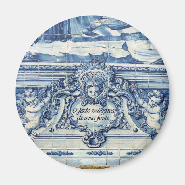 Blue Portuguese Tiles with two angels Magnet (Front)
