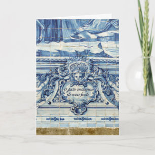 Blue Portuguese tiles with two angels Note Card