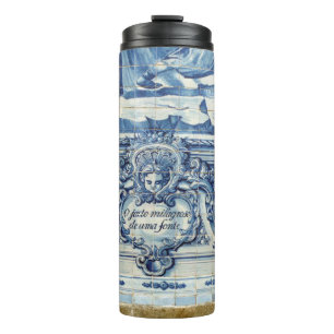 Blue Portuguese Tiles with two angels Thermal Tumbler