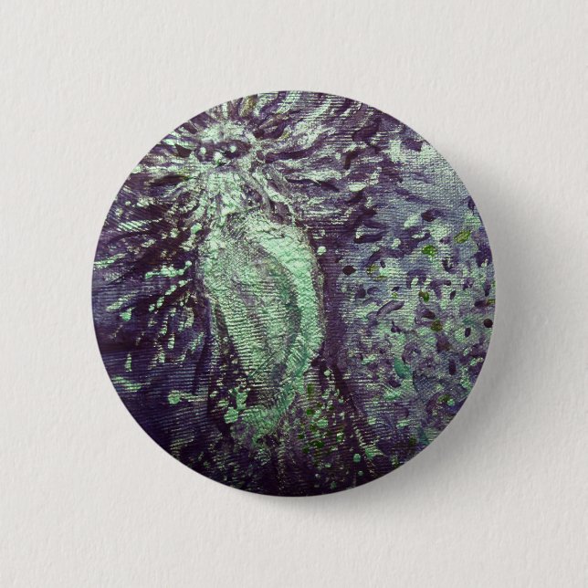 Blue Poseidon Greek God Surreal Painting 2 Inch Round Button (Front)