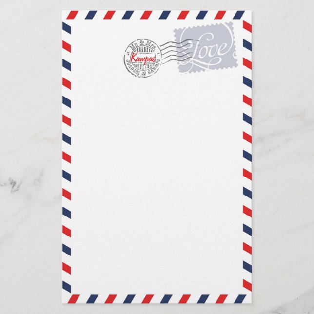 Blue Postal Service Collection Stationery (Front)