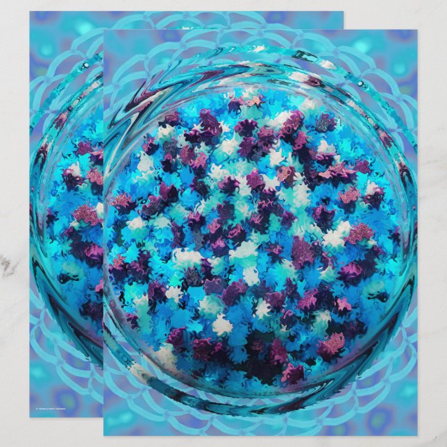 Blue Potpourri Scrapbook Paper 2-Sided Page (Front/Back)