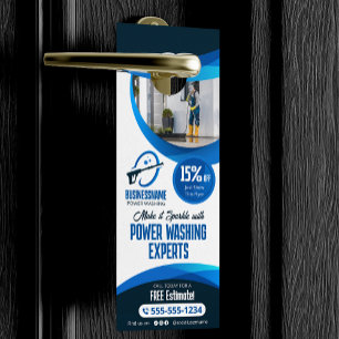 Blue Power Wash Pressure Washing House Washing Door Hanger