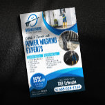 Blue Power Wash Pressure Washing House Washing Flyer<br><div class="desc">Get your power washing business noticed with this dynamic flyer template! This professionally designed flyer is perfect for showcasing your services and attracting new clients. It features a bold, modern design with a focus on clear and compelling visuals. Key features: Eye-catching design: Stand out from the competition with a powerful...</div>