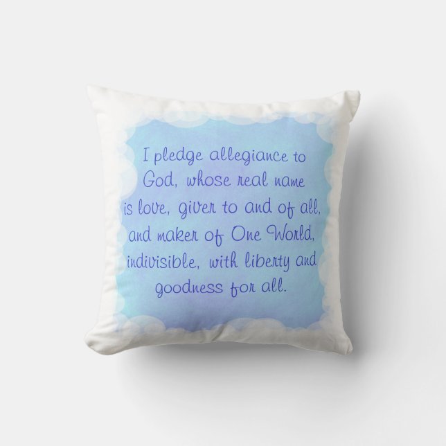 Blue Prayer Pillow, One World Throw Pillows (Front)