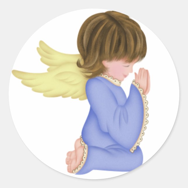 Blue Praying Angel 2 Stickers (Front)