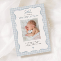 Blue Preppy Birth Announcement