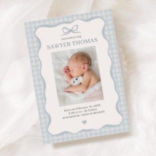 Blue Preppy Birth Announcement