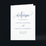 Blue Pretty Calligraphy Script Wedding Booklet Program<br><div class="desc">Share the wedding details with your family and friends with this customizable wedding program booklet. It features a navy blue elegant script with simple typography. This navy blue wedding booklet is perfect for any wedding theme and season. Matching items are available.</div>