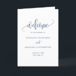Blue Pretty Calligraphy Script Wedding Booklet Program<br><div class="desc">Share the wedding details with your family and friends with this customizable wedding program booklet. It features a navy blue elegant script with simple typography. This navy blue wedding booklet is perfect for any wedding theme and season. Matching items are available.</div>