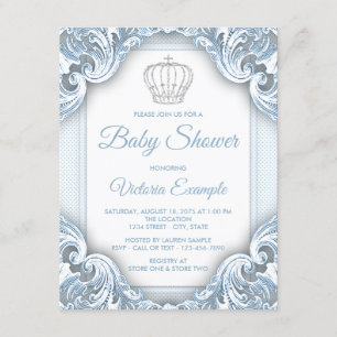 Blue Prince Baby Shower Invitations