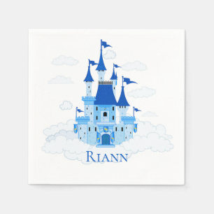 Blue Princess Castle Personalized Girly Napkin