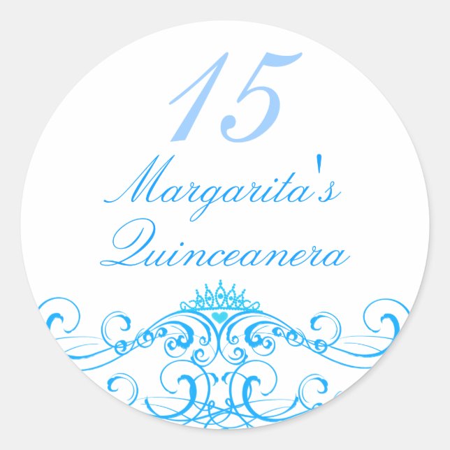 Blue Princess Tiara Quinceanera Sticker (Front)