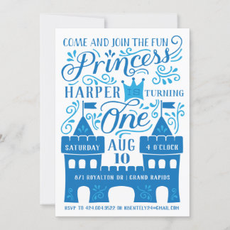 Blue Princess Winter Birthday Party Invitation