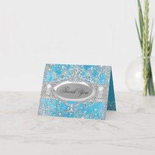 Blue Princess Winter Wonderland Thank You Card