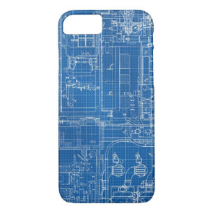 Blue Print design draft cad architecture teacher r Case-Mate iPhone Case