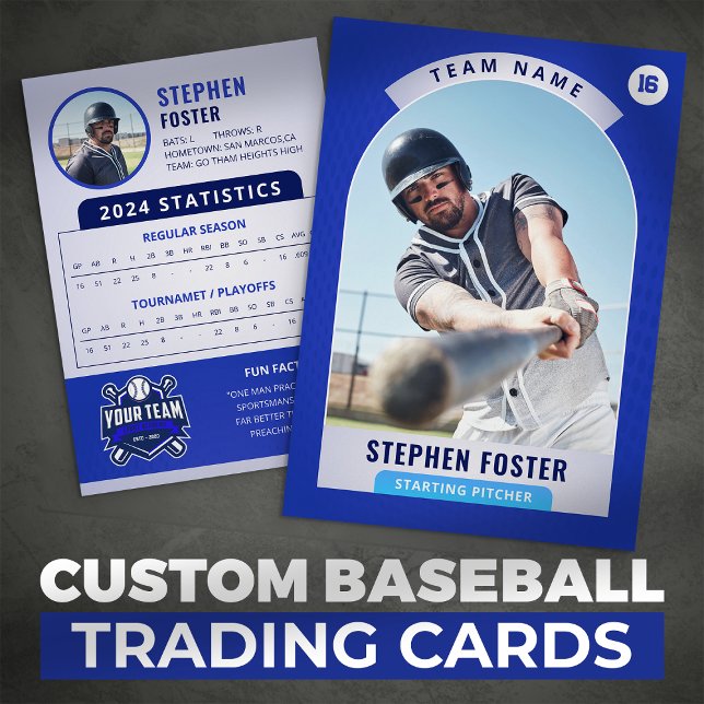 Blue Pro Baseball Trading Card Player Photo (Creator Uploaded)