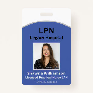 Blue Professional Employee ID Badge with Bar Code