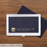 Blue Professional Luxury Initial Logo Business Card Holder<br><div class="desc">Keep your business cards organized and protected in style with this elegant blue business card case featuring a gold initial logo. Made with high-quality materials, this case is durable and sophisticated, making it the perfect accessory for any business professional. The case is also lightweight and compact, making it easy to...</div>