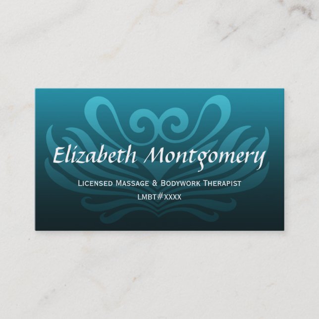 Blue Professional Massage Therapy Business Card (Front)