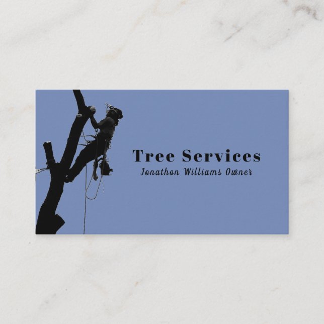 Blue Professional Tree Trimming Service Business Card (Front)