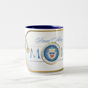 Blue Proud Army Mom Dog Tag Two-Tone Coffee Mug