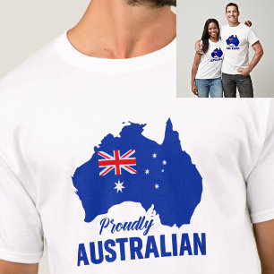 Blue Proudly Australian, Map Flag Australia Day  T-Shirt