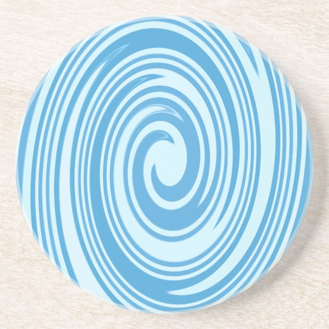 Blue psychedelic swirl pattern coaster (Front)