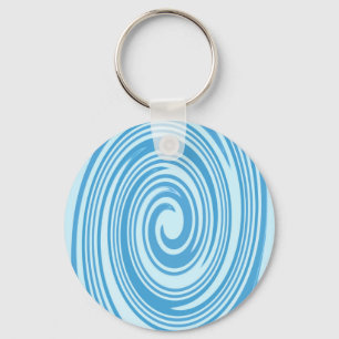 Blue psychedelic swirl pattern keychain