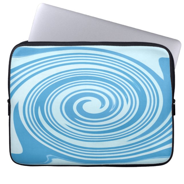 Blue psychedelic swirl pattern laptop sleeve (Front)