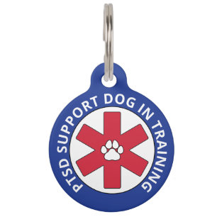 Blue PTSD Mental Health Support Dog In Training Pet Tag