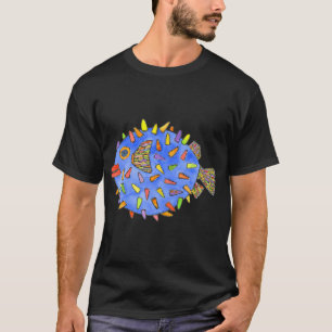 Blue Pufferfish Watercolor Design T-Shirt