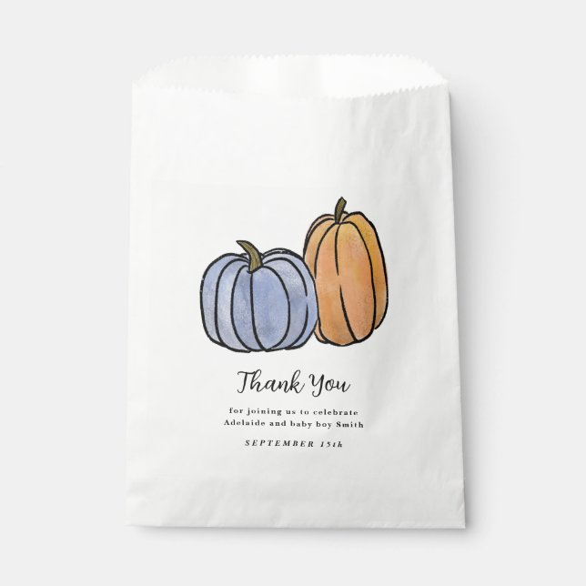 Blue Pumpkin Baby Boy Shower Favour  Favour Bag (Front)