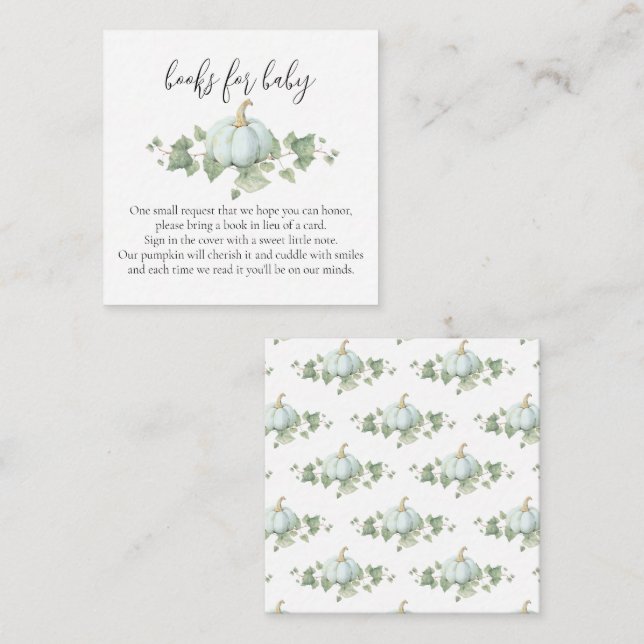 Blue Pumpkin Baby Shower Book Request Cards (Front/Back)