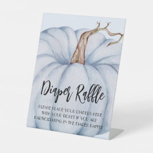 Blue Pumpkin Baby Shower Diaper Raffle Pedestal Sign